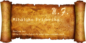 Mihályko Friderika névjegykártya